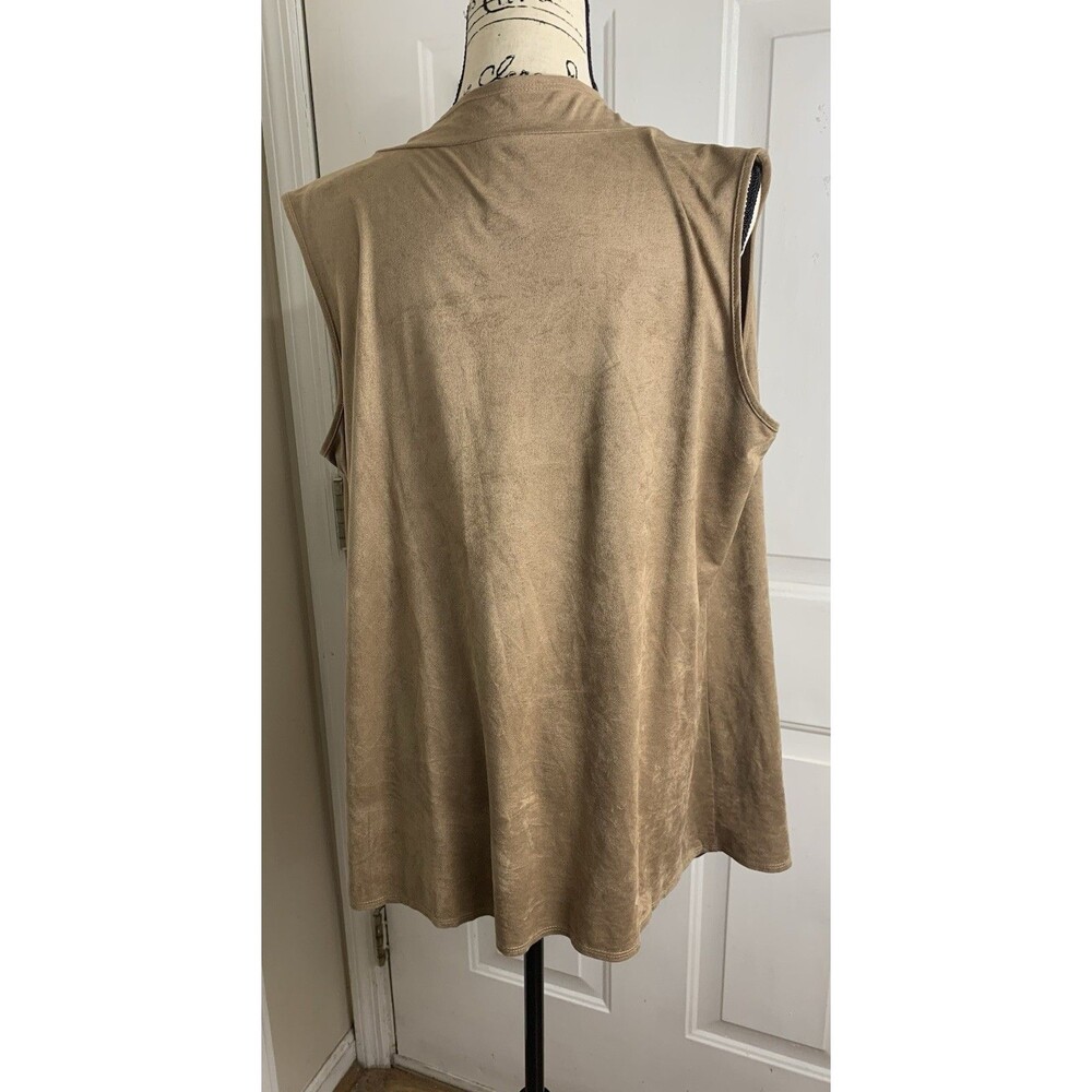 Per Seption Concept Vest Size XL Open Front Cardigan Brown Faux Suede Sleeveless - Picture 6 of 10